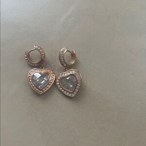 Lauren G Adam’s Gold Heart Crystal Earrings by Lauren D  Adams